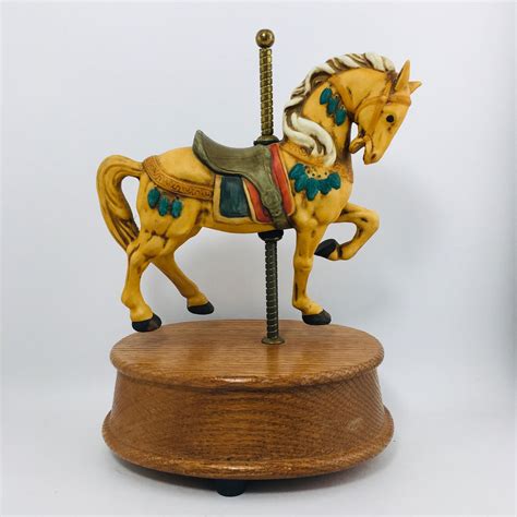 vintage carousel horse music box